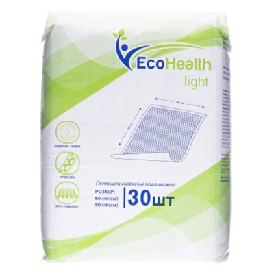 Пелюшки гігієнічні одноразові Ecohealth (Екохел) Light вбираючі  60х90см 30 шт