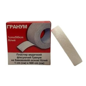 Пластир медичний котушковий Гранум 1х500см тканій основі білий 1 шт