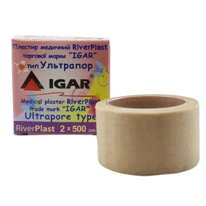 Пластир медичний котушковий ІГАР (IGAR) RiverPlast тип Ультрапор 2х500см на нетканій основі тілесний 1 шт