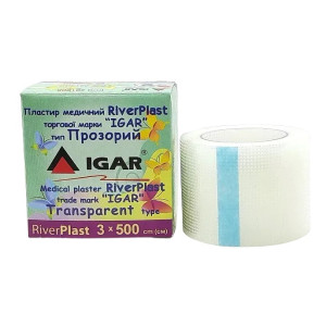 Пластир медичний котушковий ІГАР (IGAR) RiverPlast тип Прозорий 3х500см на полімерній основі (поліетилен) прозорий 1 шт