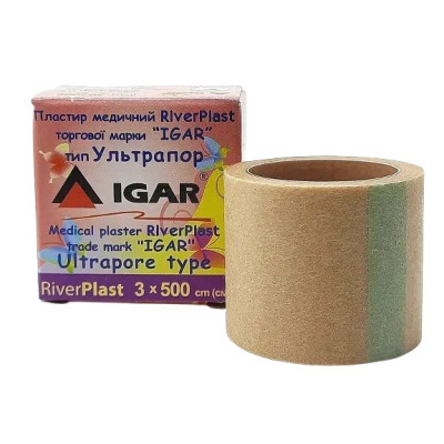 Пластир медичний котушковий ІГАР (IGAR) RiverPlast тип Ультрапор 3х500см на нетканій основі тілесний 1 шт