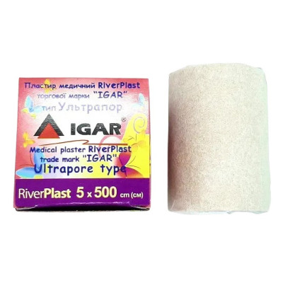 Пластир медичний котушковий ІГАР (IGAR) RiverPlast тип Ультрапор 5х500см на нетканій основі тілесний 1 шт