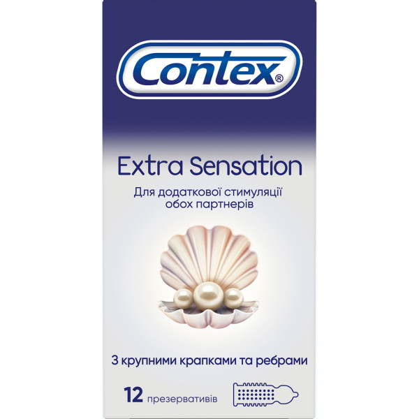Презервативи латексні з силіконовою змазкою Contex Extra Sensation (з крупними крапками та ребрами) упаковка 12 шт