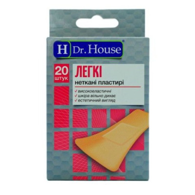 Набір пластирів медичних Dr.House (Доктор Хаус) Легкі 2,3х7,2см бактерицидних на нетканій основі, 20 шт