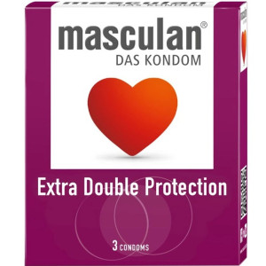 Презервативи з преміального латексу MASCULAN (Маскулан) Extra Double Protection особливо міцні з пухирцями 3 шт