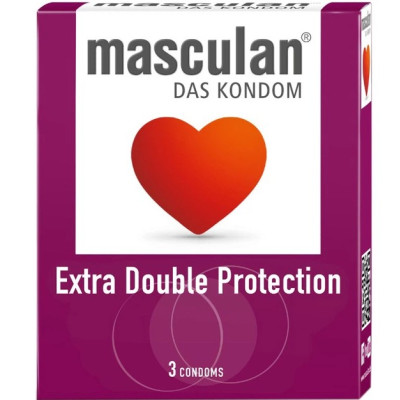 Презервативи з преміального латексу MASCULAN (Маскулан) Extra Double Protection особливо міцні з пухирцями 3 шт