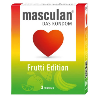 Презервативи з преміального латексу з гелем-змащувачем MASCULAN (Маскулан) Frutti Edition кольорові з фруктовим ароматом 3 шт