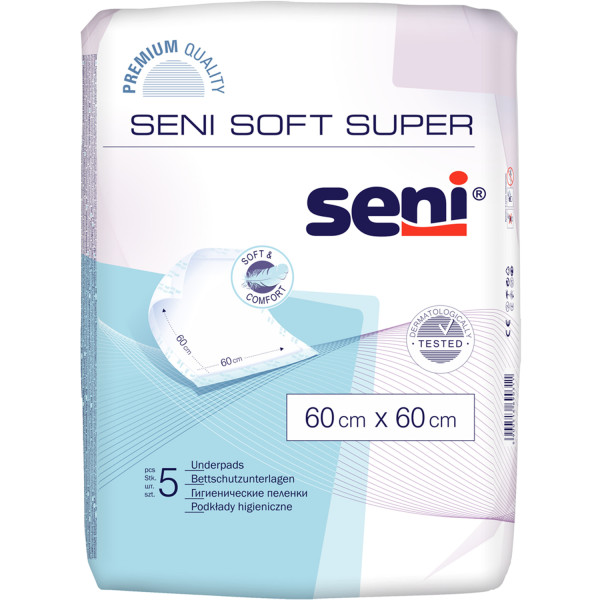 Пелюшки гігієнічні одноразові SENI SOFT Super вбираючі 60х60 5 шт