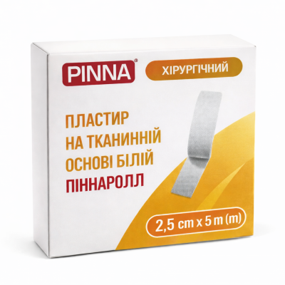 Пластир хірургічний PinnaRoll (ПіннаРолл) 2,5смх5м на тканній основі, 1 шт