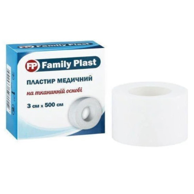 Пластир котушковий FP Family Plast 3смх500см на тканинній основі, 1 шт
