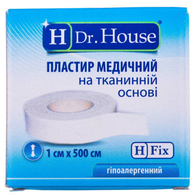 Пластир медичний Dr.House (Доктор Хаус) 1х500 см на тканинній, 1 шт
