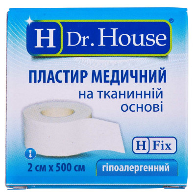 Пластир медичний Dr.House (Доктор Хаус) 2х500см на тканинній основі, 1 шт