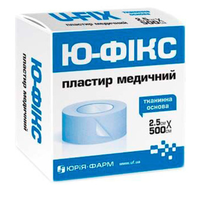 Пластир медичний котушковий Ю-ФІКС 2,5х500см на тканинній основі, 1 шт
