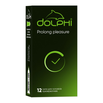 Презервативи латексні ДОЛФІ (DOLPHI) Prolong pleasure з пролонгуючим ефектом (з анестетиком) упаковка 12 шт