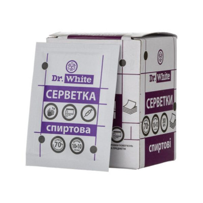 Серветки спиртові Dr.WHITE медичні 10x10 см №30