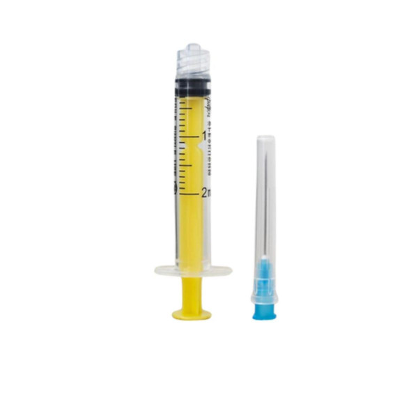 Шприц ін`єкційний  Alexpharm 2 мл Луєр Лок (Luer Lock) 3-компонентний зі знімною голкою 23G (0,6 х 30 мм) з фіксатором голки 1 шт