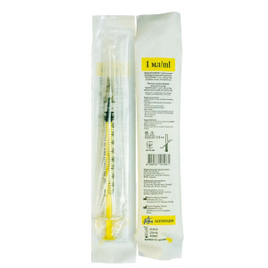 Шприц інсуліновий U-100 Alexpharm 1 мл зі знімною голкою 27G (0,4 x 13 мм) 1 шт