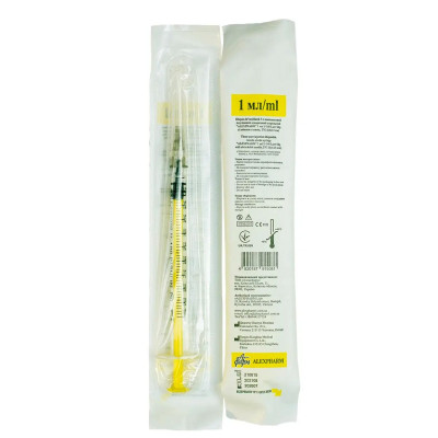 Шприц інсуліновий U-100 Alexpharm 1 мл зі знімною голкою 27G (0,4 x 13 мм) 1 шт