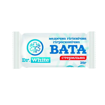 Вата медична Dr.White ЕКОБИНТ стерильна гігроскопічна ролик 25 г