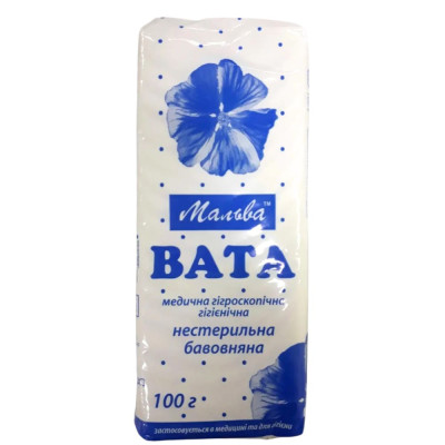 Вата медична МАЛЬВА нестерильна гігієнічна ЗигЗаг 100 г