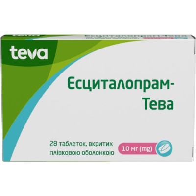 ЕСЦИТАЛОПРАМ-ТЕВА таблетки вкриті плівковою оболонкою 10 мг №28 (14х2)