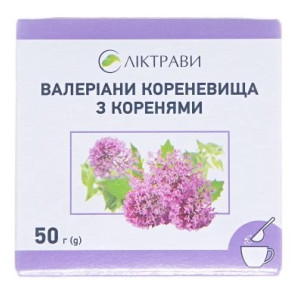 ВАЛЕРІАНИ КОРЕНЕВИЩА З КОРЕНЯМИ кореневища з коренями пачка з внутрішнім пакетом 50 г
