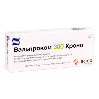ВАЛЬПРОКОМ 300 ХРОНО таблетки вкриті плівковою оболонкою пролонгованої дії 300 мг №30 (10х3)