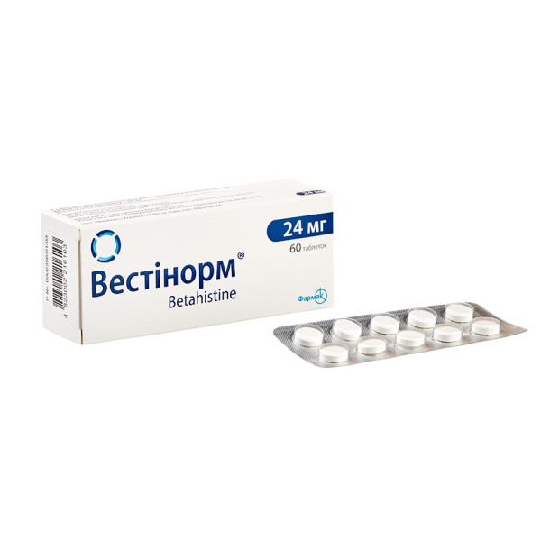 ВЕСТІНОРМ таблетки 24 мг №60 (10х6)