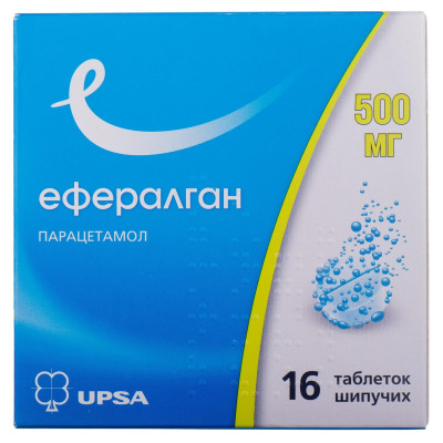 ЕФЕРАЛГАН таблетки шипучі в стрипах 500 мг №16 (4х4)