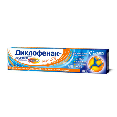 ДИКЛОФЕНАК-ЗДОРОВ'Я ФОРТЕ гель 30 мг/г туба 50 г