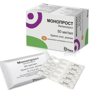 МОНОПРОСТ краплі очні розчин 50 мкг/мл в одноразових контейнерах саше 0,2 мл №30 (5х6)