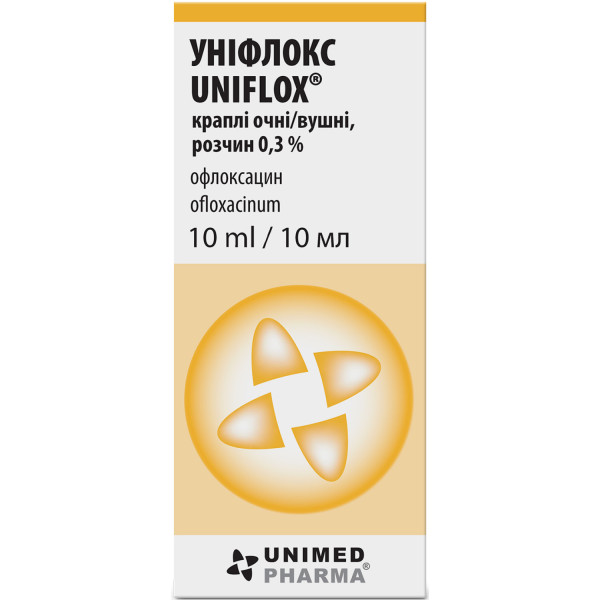 УНІФЛОКС краплі очні/вушні розчин 0,3 % флакон 10 мл