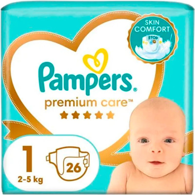Підгузники  дитячі Pampers (Памперс) Premium Care для новонароджених розмір 1 (2-5 кг) 26 шт