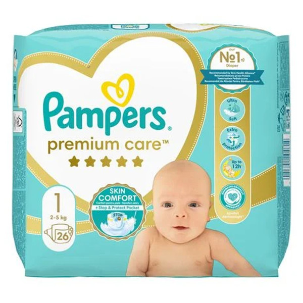 Підгузники  дитячі Pampers (Памперс) Premium Care для новонароджених розмір 1 (2-5 кг) 26 шт