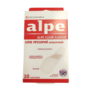 Пластир класичний АЛПЕ 76х19мм прозорий, 10 шт