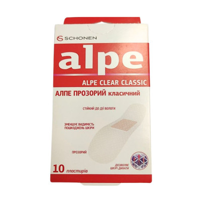 Пластир класичний АЛПЕ 76х19мм прозорий, 10 шт