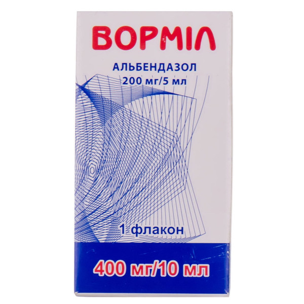 ВОРМІЛ суспензія оральна 200 мг/5 мл фл 10 мл