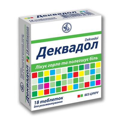 ДЕКВАДОЛ таблетки для розсмоктування з м`ятним смаком №18 (6х3)