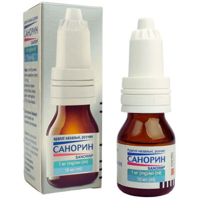 САНОРИН краплі назальні розчин 1 мг/мл флакон з кришкою-крапельницею 10 мл