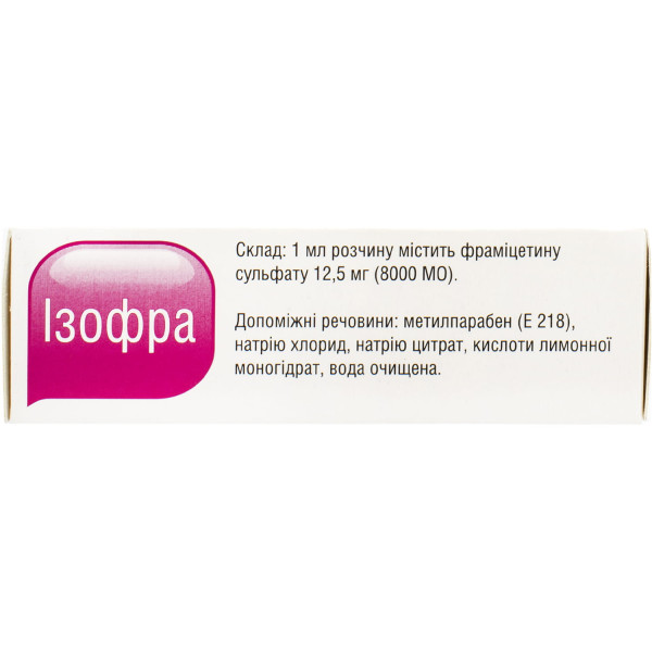 ІЗОФРА спрей назальний розчин 8000 МО/мл флаконо з розпилювачем 15 мл