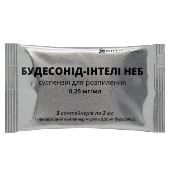 БУДЕСОНІД-ІНТЕЛІ НЕБ суспензія для розпилення 0,25 мг/мл контейнер 2 мл №20 (5х4)