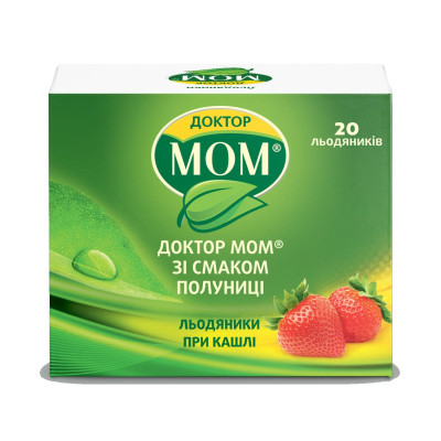 ДОКТОР МОМ ЗІ СМАКОМ ПОЛУНИЦІ льодяники №20 (4х5)
