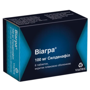 ВІАГРА таблетки вкриті плівковою оболонкою 100 мг №8 (4х2)