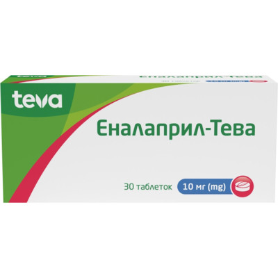 ЕНАЛАПРИЛ-ТЕВА таблетки 10 мг №30 (10х3)
