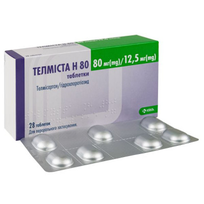 ТЕЛМІСТА Н 80 таблетки 80мг/12.5мг №28 (7х4)