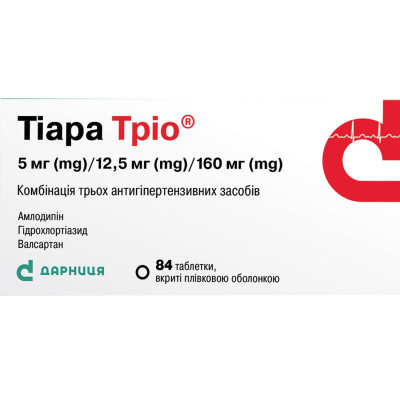 ТІАРА ТРІО таблетки вкриті плівковою оболонкою 5мг/12,5мг/160мг №84 (14х6) 