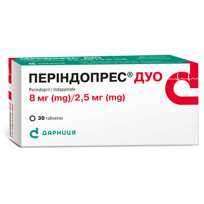 ПЕРІНДОПРЕС ДУО таблетки 8мг/2.5мг №30 (10х3)