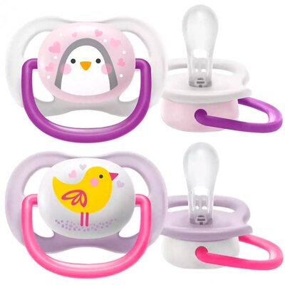 Пустушка (соска) силіконова Philips АВЕНТ (AVENT) Animal артикул SCF080/06 ортодонтична (0-6 місяців) для дівчаток, 2 шт