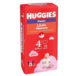 Підгузники-трусики  дитячі Huggies (Хагіс) Pants Little Movers Jumbo для дівчаток розмір 4 (9-14 кг) 36 шт