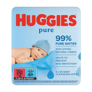 Дитячі вологі серветки HUGGIES (Хагіс) Pure для для новонароджених №168 (56x3) 2+1